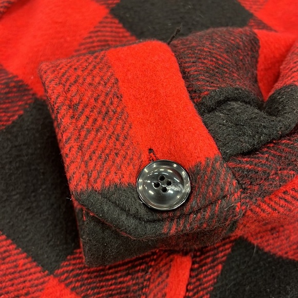 Sweet Lovely by Jen red black buffalo plaid l shacket coat Large - Picture 10 of 14